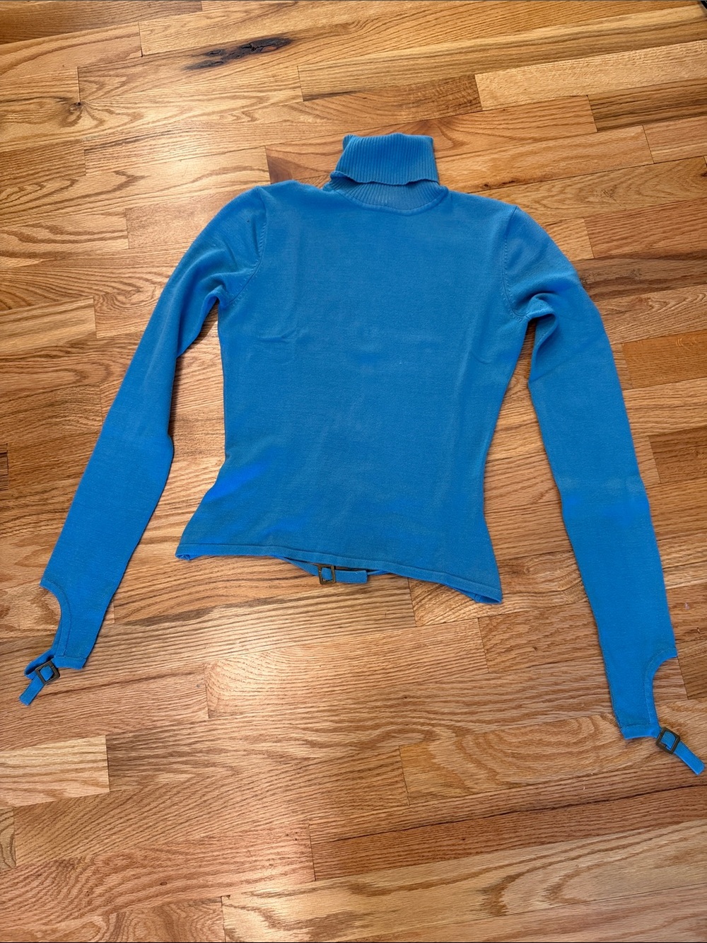 Roberta scarpa Bright Blue Ribbed Turtleneck Long-Sleeve Top